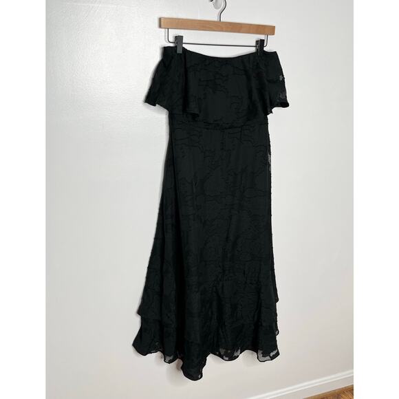 Lulus Womens Love You So Truly Strapless Midi Dress M Black Burnout Floral - Picture 5 of 13